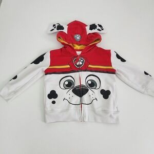 Paw Patrol Marshall Toddler Boys Zip Up Hoodie 3D Ears Red White size 4T